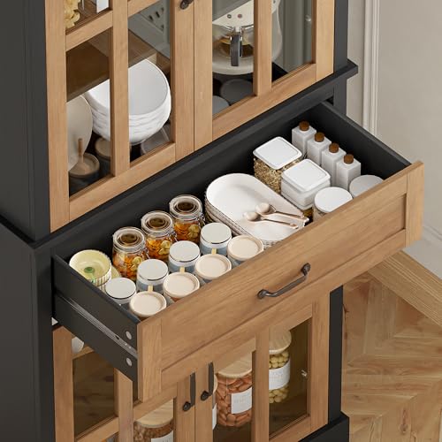 71'' Tall Kitchen Cabinet with Glass Doors and Drawer - view 6