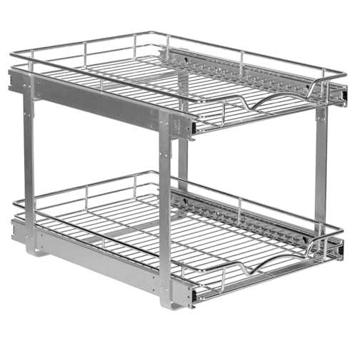 2-Tier Pull-Out Cabinet Organizer for Kitchen, 17" W x 21”D x 16.5" H