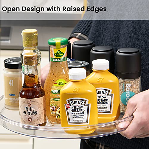 Large 13" Lazy Susan Cabinet Organizer, Non-Skid Lazy Susan Turntable Clear Lazy Susan Tray Storage Containers for Pantry, Kitchen, Countertop, Bathroom-2 Pack - view 5