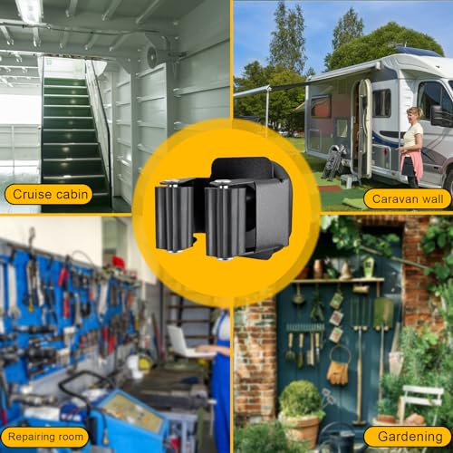Upgraded Magnetic Broom and Mop Holder Wall Mount, Space-Saving Heavy Duty No Drill Over the Door Broom Gripper RV Camper Wall Organizer,Black,4 Pcs - view 5