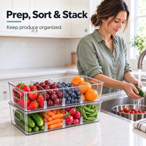 2-Pack Fridge Organizers and Storage, Snack Bins with Removable Dividers - view 7