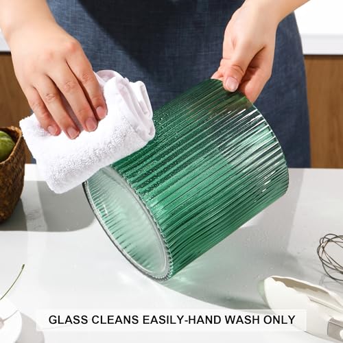 Green Utensil Holder, 6.3" Glass Kitchen Utensil Holder for Countertop, Large Cooking Utensil Holders for Kitchen Counter, Utensil Crocks for Farmhouse Decor - view 3