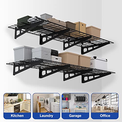 2-Pack 2x6FT Metal Wall Shelving, 72” x 24”, 800lbs Load, 1 Set - view 6