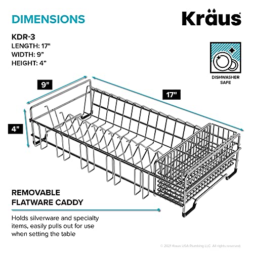 Workstation Kitchen Sink Dish Drying Rack Drainer and Utensil Holder, 17" L x 9" W, Stainless Steel, KDR-3 - view 3