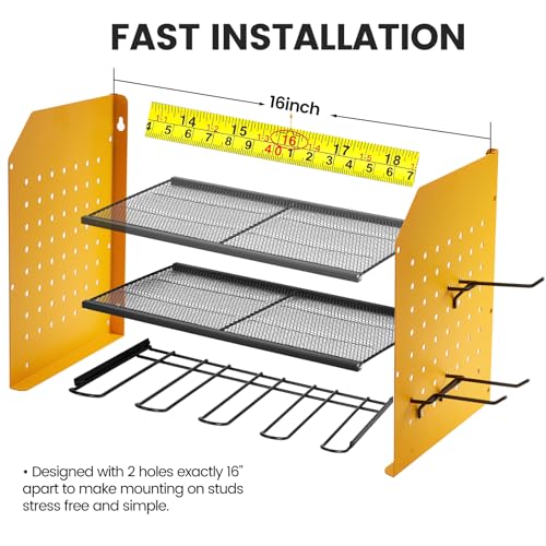 Power Tool Organizer Wall Mount, 3-Layer Drill Rack, Yellow - view 6