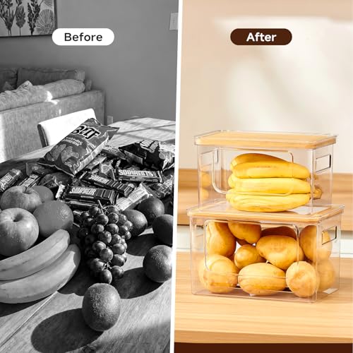 2-Pack Trash Bag Holder,Trash Bag Dispenser with Bamboo Lid, Stackable Acrylic Garbage Bag Dispenser for Under Sink Use in Kitchen, Laundry Room, and Pantry, Large Capacity Garbage Bag Holder - view 5