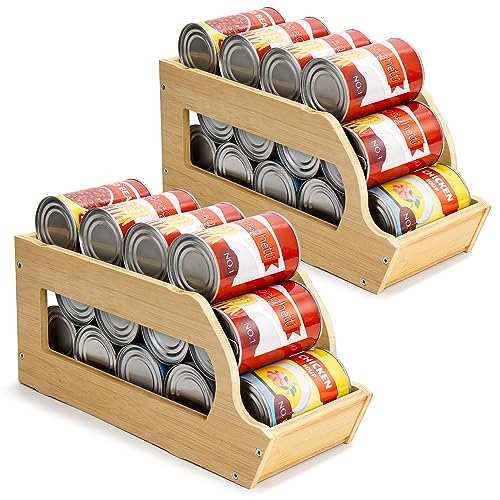 Bamboo Can Organizers and Storage for Pantry(2 Pack), Stackable