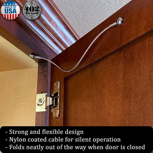 Stainless Steel Cabinet Door Restraint Kit. Made in USA. Flexible Braided Cable. Cupboard Hinge Limiter. Restrict Cabinet Door Swing. Limit Door Opening Angle. - view 3