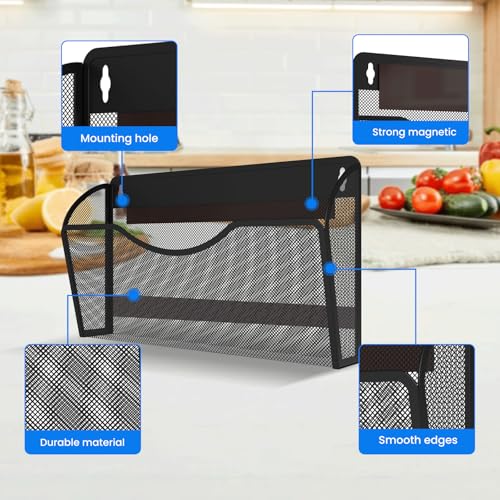 Magnetic File Holder 3PCS Wall File Folder Organizer, No Drilling Hanging Magazine Rack for Refrigerator, Document Paper Mail Folder Holders Office File Magnetic Organizer (Black) - view 4