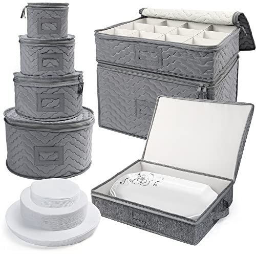 China Storage Containers - Quilted 6-Piece Set and Hard Shell Platter Storage Case Bundle