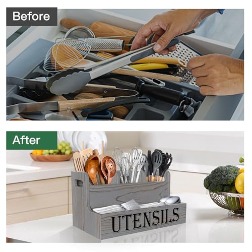 Extra Large Kitchen Utensils Holder, 2 Tier, 4 Compartments - view 3