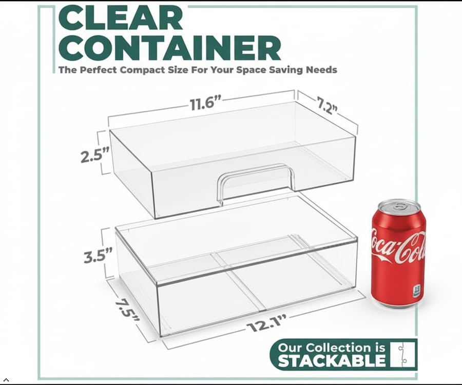 Clear Stackable Storage Drawers (4 Pack, 12.1'' Wide) - view 3