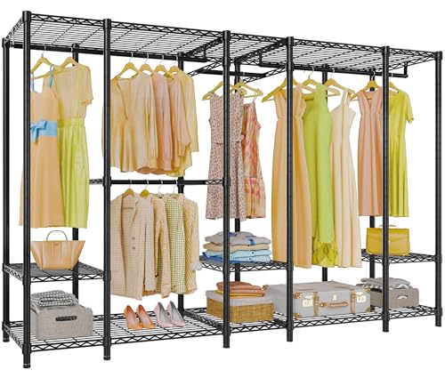 V50 Extra Large Closet System, Heavy Duty Clothes Rack, Black