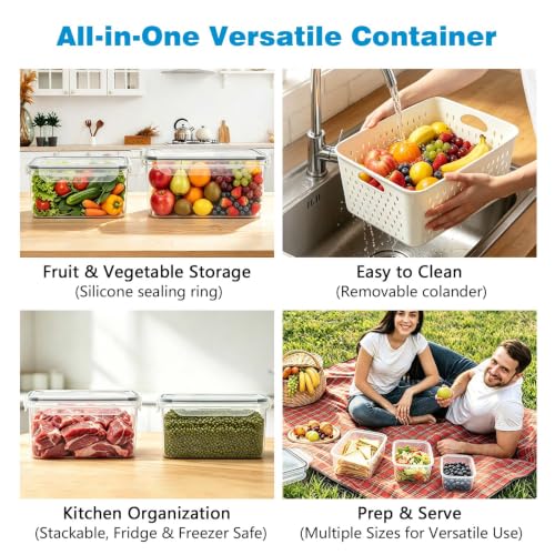 4 Pack Heavy-Duty Fruit Storage Containers for Fridge, Produce Fresh Keeper - view 3