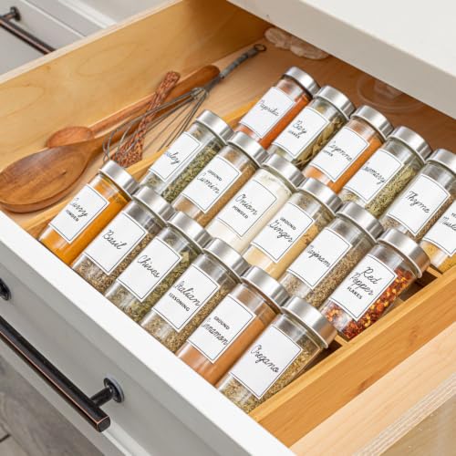 18 Jar Bamboo Compact Spice Rack with Spices Included & 5-Year Free Spice Refill Program for Countertop or Kitchen Drawer with Glass Jars - view 6
