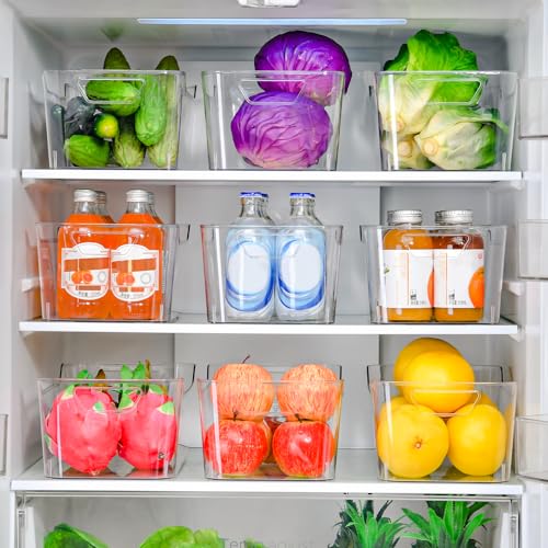 Clear Plastic Storage Bins - 12 Pack Pantry Organizers and Storage,Large Clear Pantry Organizer Bins, Plastic Containers with Handle for Kitchen, Cabinet, Bathroom, Classroom Organization - view 3