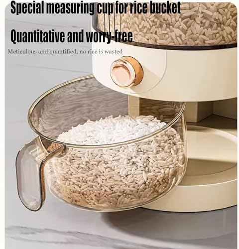 11LB Rice Dispenser, Large Grain Container Storage with Lid Measuring Cylinder Household Cereal Dispenser Bucket for Kitchen Soybean Corn(11lb) - view 3