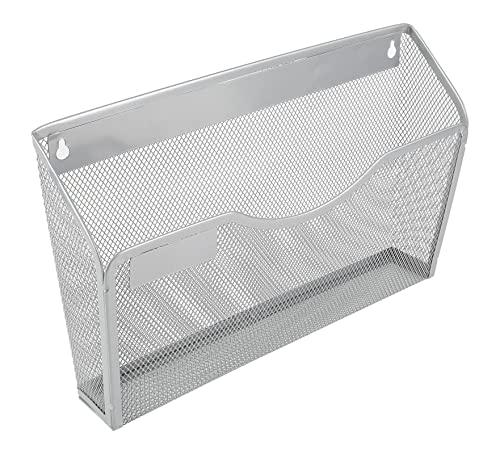 6 Pack Wall File Organizer with Label Panel, Metal Mesh Hanging File Folder Holder for Letter/A4 Size Folders, Vertical Wall Mount Mail Sorter for Office Paperwork, Classroom, Silver - view 3
