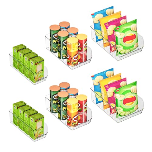 Set of 6 Clear Plastic Storage Bins - The Ultimate Pantry Organizers and Storage Solution for Kitchen, Cabinet, and Refrigerator Organization