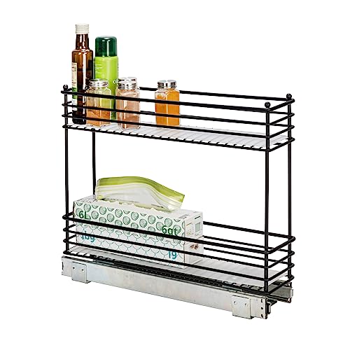 Glidez Under Cabinet 2‑Tier Pull‑Out Storage Organizer with Removable PEVA Liners, Matte Black