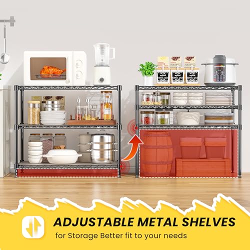 3-Tier Storage Shelves 450LBS Metal Shelving Unit, Adjustable Wire Rack Small Shelf Organizer with Shelf Liners for Kitchen Pantry Office Closet Garage 24" W x 14" D x 30.5" H Black - view 4