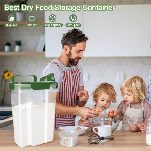 Rice Container, Airtight Rice Storage Container 10lb, Cereal Containers Storage, BPA Free Food Dispenser with Pouring Spout Handle for Flour Pasta Grain, Pet Dog Cat Bird Food Storage Container - view 6