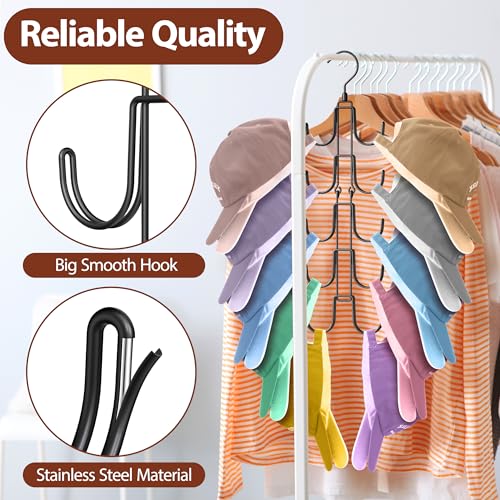 Hat Hangers for Closet, Collapsible Hat Organizer with 10-Hook, Stainless Steel Hat Holder, 360° Rotating Hat Storage Rack for Baseball Caps - view 2