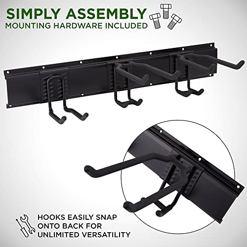 Tool Storage Rack, 8 Piece Garage Organizer, Metal, Wall mounted, Holder for Broom, Mop, Rake Shovel & Tools, By Right-Hand Storage Solution - view 2
