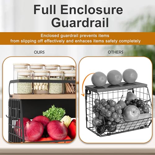 Fruit Basket 2 IN 1 Magnetic & Hanging Wall Produce Basket with Spice Rack for Potato and Onion Storage for Pantry,Kitchen Countertop and Fridge Organizer 2 PCS - view 5
