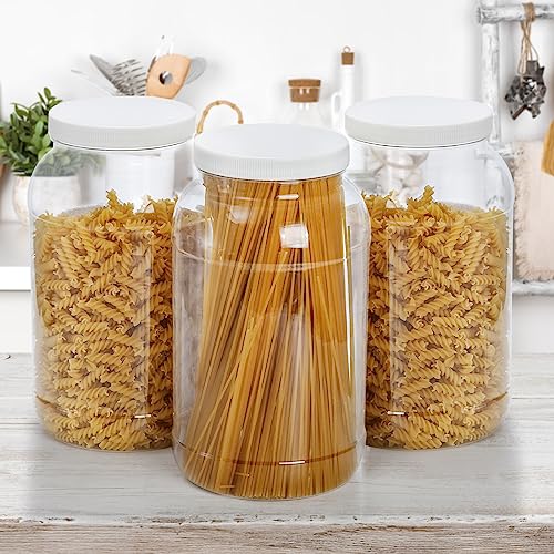 2 Pack Plastic Jars with Lids, 1 Gallon Wide Mouth Storage Containers, Empty Plastic Jars for Kitchen & Household Storage of Dry Goods, Peanut, Candy, Noodles - view 5