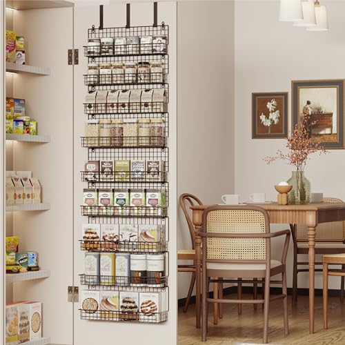 9-Tier Spice Rack Organizer with Door Hook, Wall Mount, and Extra Large Capacity for Pantry Door – Stylish Black Design for Effortless Organization, Ultimate Kitchen Storage Solution - view 3