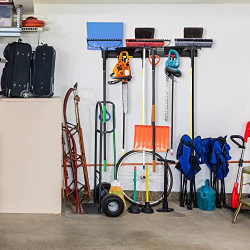 Tool Storage Rack, 8 Piece Garage Organizer, Metal, Wall mounted, Holder for Broom, Mop, Rake Shovel & Tools, By Right-Hand Storage Solution - view 6