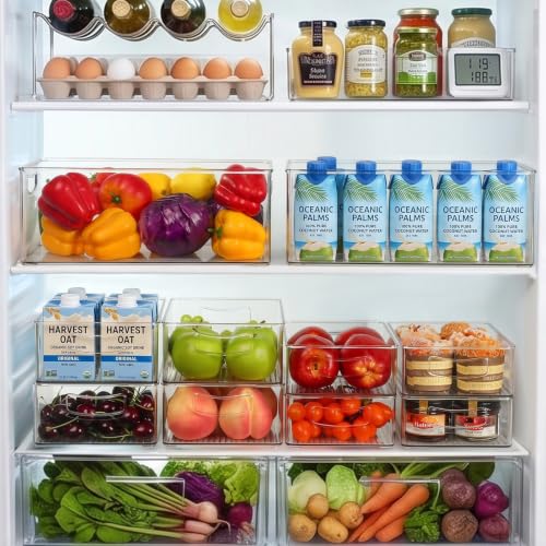 8 Pack Freezer Organizer Bins,Stackable,Clear Bins for Fridge,Pantry - view 3