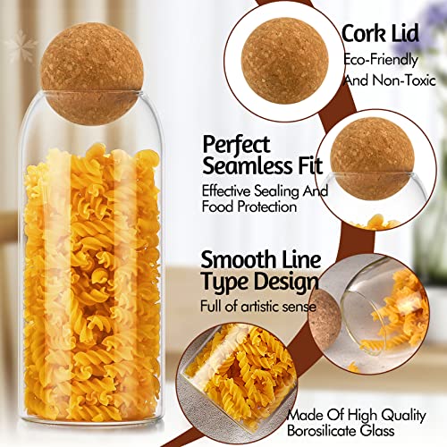 3Pcs Glass Jar with Round Ball Cork,Coffee Bean Jar Glass Cork Clear Glass Bottles with Cork Glass Canisters for Food, Coffee, Sugar, Spice, Tea,DIY (500ml / 700ml / 1000ml) - view 5