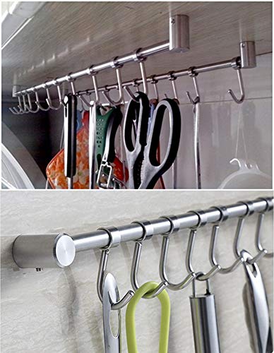 15.6“ Kitchen Utensil Rack, Wall Mount Pot Pan Holder with 7 Hooks - view 6