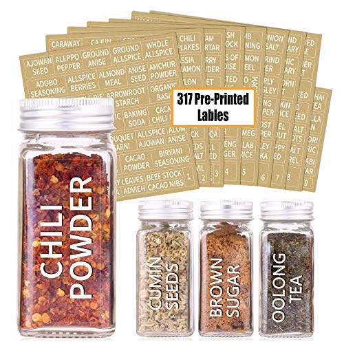 48 Pcs 4 oz Glass Spice Jars with Shaker Lids and 703 Spice Labels - view 2