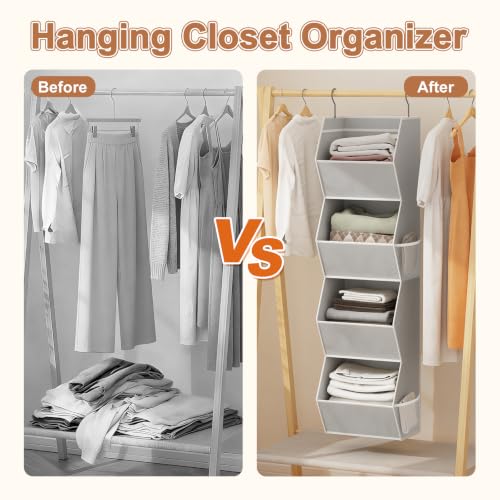 4 Shelf Hanging Closet Organizers and Storage for Kids 2 Packs, Grey - view 6