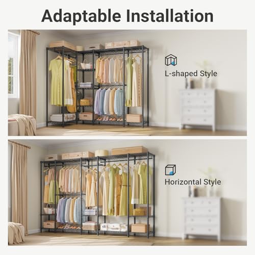 V50 Extra Large Closet System, Heavy Duty Clothes Rack, Black - view 2