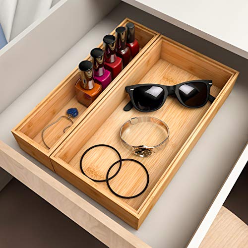 Stackable Utensil Drawer Organizer, Bamboo Kitchen Flatware Holder 12"x 3" - view 6