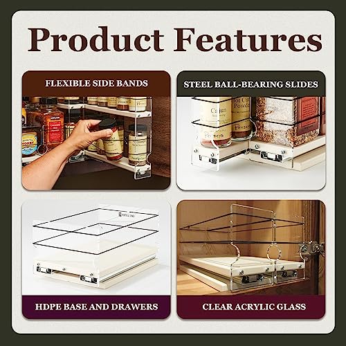 Heavy Duty Kitchen Spice Rack Storage - Pull Out Drawers For Kitchen Cabinets - Sliding Pantry Organizers - Seasoning Cabinet Pull Out Shelves - Made in USA - 5.75"W x 5.0"H x 10.6"D - view 5