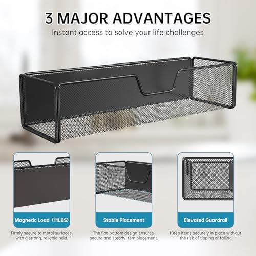 Magnetic Basket Organizer Holder for Fridge Magnetic Shelf Magnetic Storage Bin Box Containers for Refrigerator Whiteboard Classroom Magnetic Organizer - view 4