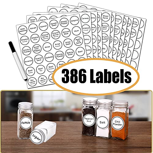 48 Pcs 4 oz Glass Spice Jars with Shaker Lids and 806 White Labels - view 3