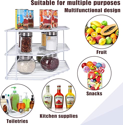 3-Tier Corner Shelf Counter and Cabinet Organizer -Countertop Organizer - Cabinet Corner Rack for Plate - Cabinet & Pantry Kitchen Organization (White) - view 4