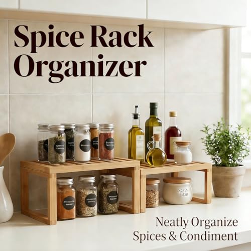 Kitchen Cabinet Organizer Shelf to Eliminate Clutter, Space-Saving Shelf Organizer, Pantry organizers and storage, Compact Spice Rack Organizer for Cabinet (2, W11.8″) - view 4