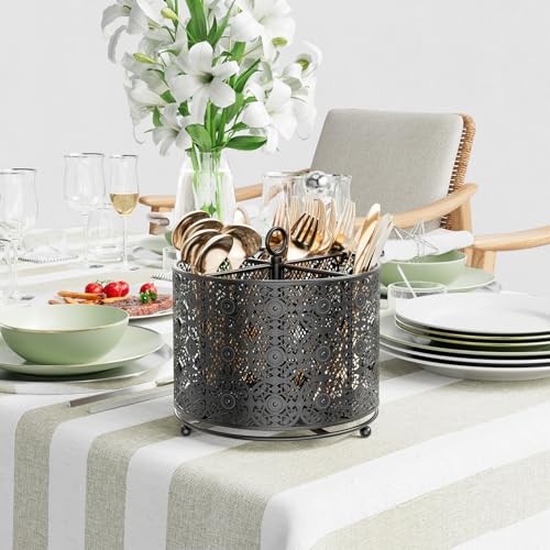 360° Rotating Utensil Caddy - Raised 4 Compartments Large Capacity - view 3