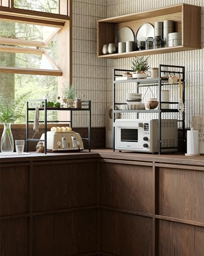 2 Tier Expandable Microwave Stand countertop,Microwave Oven Rack - view 2
