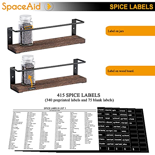 Spice Rack Organizer for Cabinet Door or Wall Mount (4 Pack) with 415 Spice Labels - Wood Hanging Seasoning Shelf for Cupboard Pantry or over the Stove - view 5
