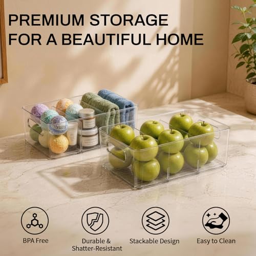 8-Pack Pantry Organizers and Storage, Clear Fridge Organizer Bins - view 2