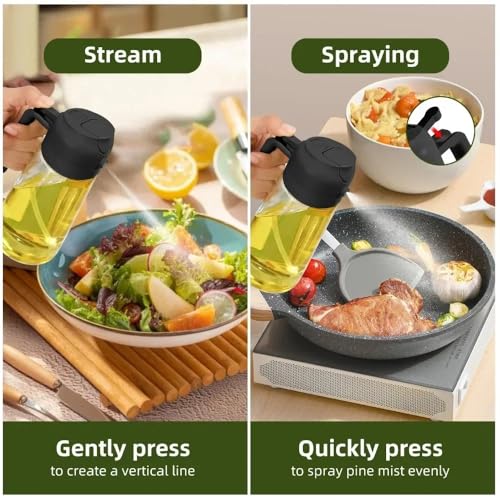 Oil Sprayer & Dispenser | 16oz / 470ml | 2-in-1 | Food-Grade | For Cooking/Air Fryer/BBQ | Black - view 4