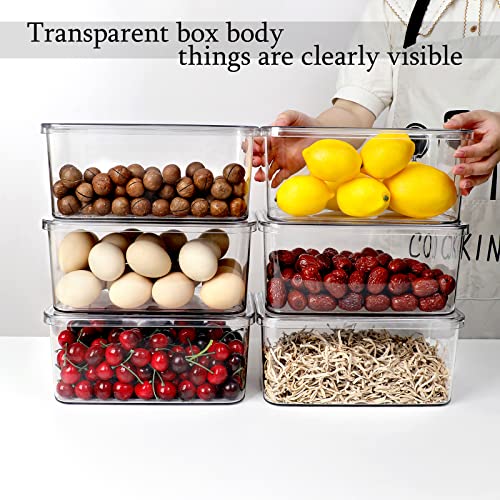 Clear Storage Bins With Lids,4 Packs Food Storage Organizer,Stackable Kitchen Cabinet,Bathroom Basket,Fridge Organization.Pantry Transparent Containers For Fruits,Drinks - view 4